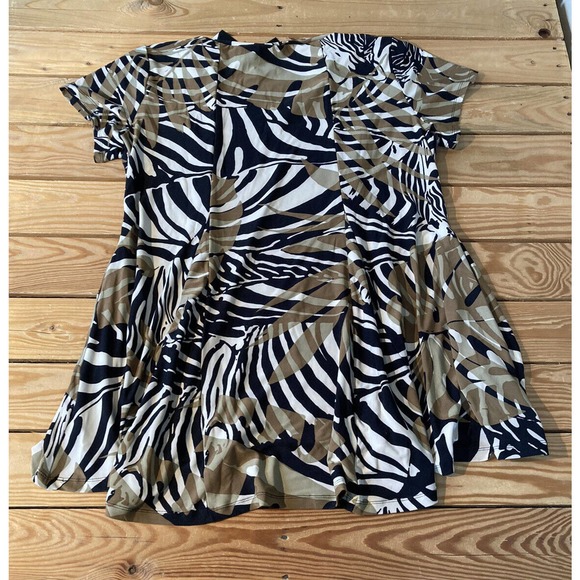 NEW Attitudes by Renee Set of 2 Zebra Knit Godet Top Petite Large Women’s Taupe - Picture 3 of 9